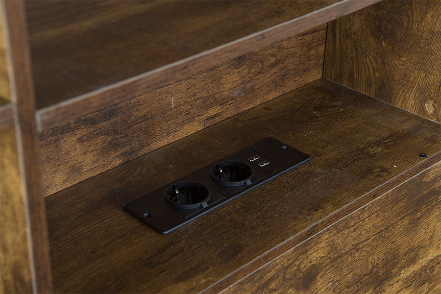 4831D Holz-Bettgestell im Retro-Industrie-Stil
