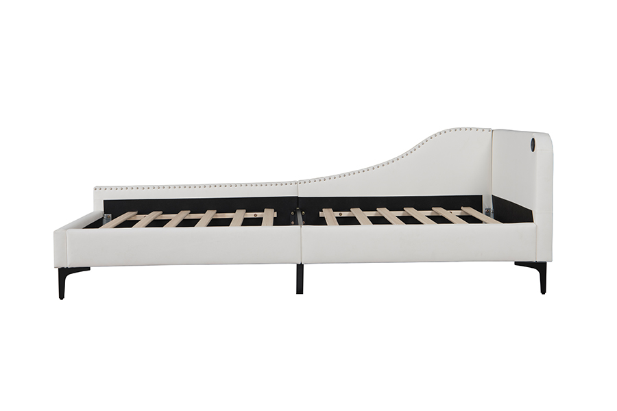 4546-3U USB-Polster-Lederbettgestell in L-Form