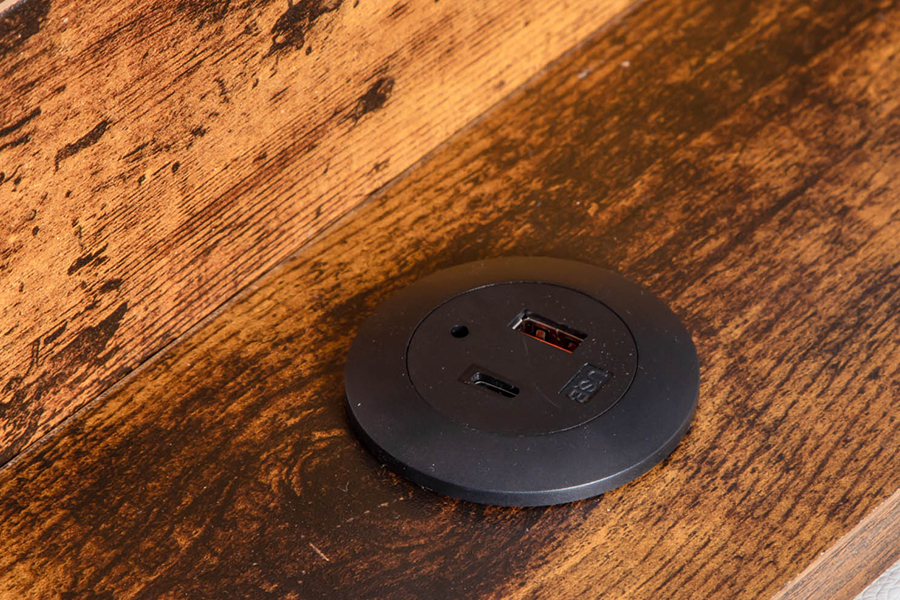 A002-1-3DU USB-Polsterbettgestell mit integriertem Kopfteil