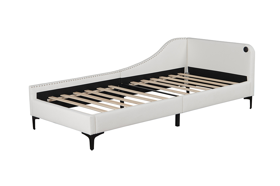 4546-3U USB-Polster-Lederbettgestell in L-Form