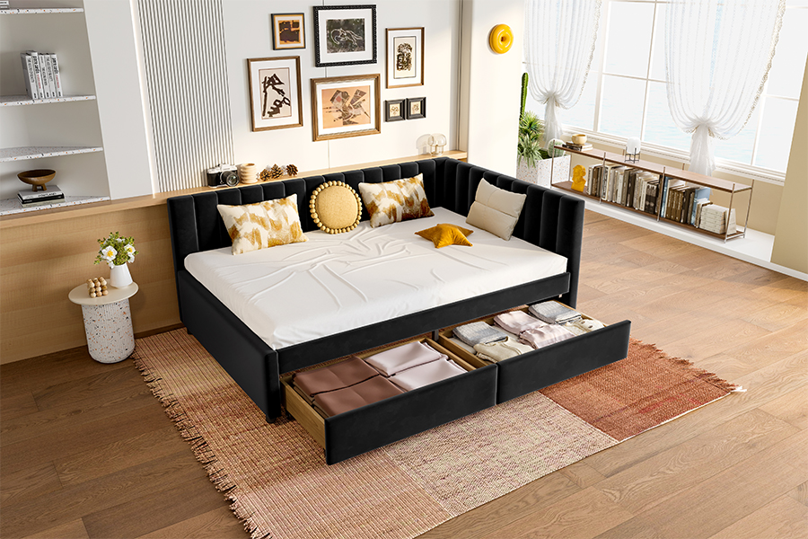 4856D Stauraum-Samt-Schlafsofa für kleine Räume