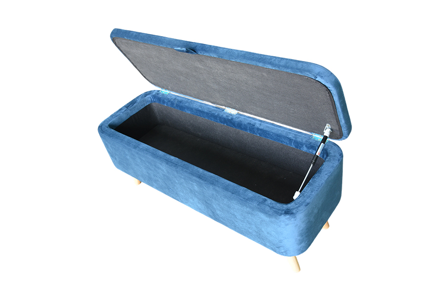 WSS956 Gepolsterte Aufbewahrungs-Ottomanenbox aus blauem Samt