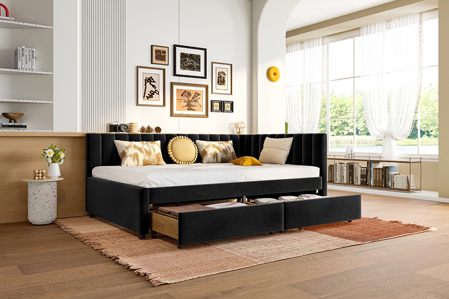 4856D Stauraum-Samt-Schlafsofa für kleine Räume