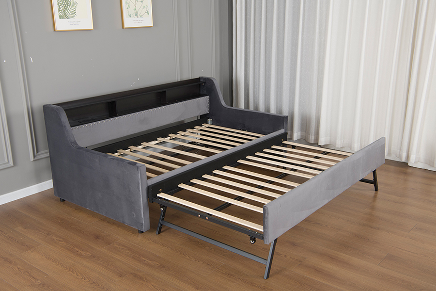 4857-1U Ausziehbares Sofabett mit weichem Samtbezug