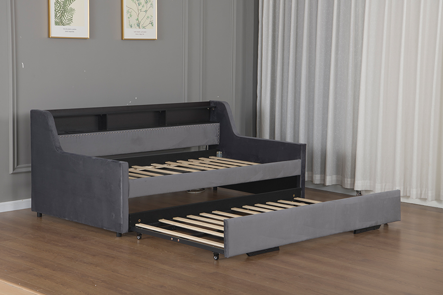 4857-1U Ausziehbares Sofabett mit weichem Samtbezug
