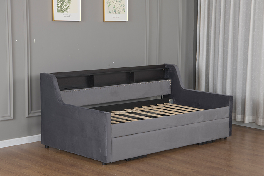 4857-1U Ausziehbares Sofabett mit weichem Samtbezug