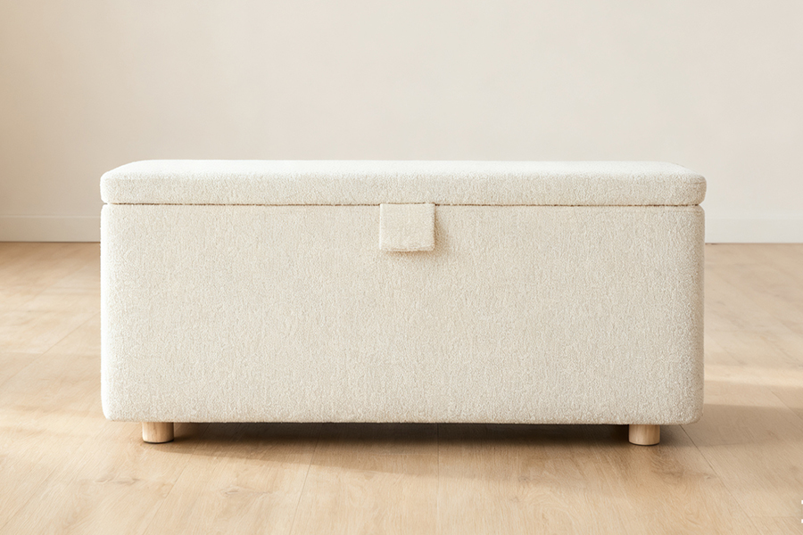 WSS977 Gepolsterte Aufbewahrungs-Ottomanenbox aus Lammfleece