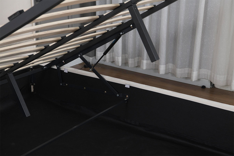 5032-1G Gebogenes Kopfteil aus Holz mit gepolstertem LED-Bettrahmen