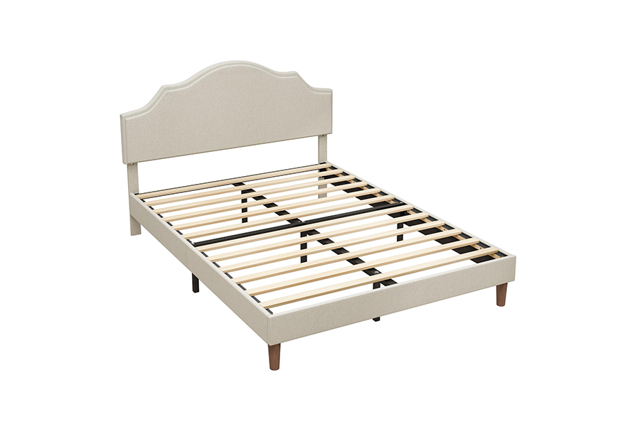 N21 Hochwertiges Queen-Size-Polsterbett aus beigem Stoff