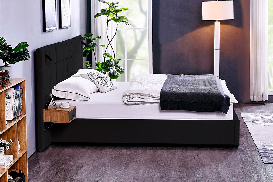 N6 verstellbarer Bettrahmen, weiches Bettmaterial, gepolsterter LED-Bettrahmen