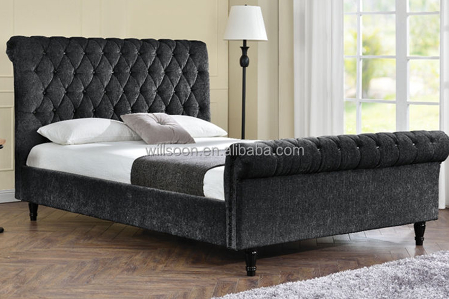 1153 Polsterbett aus Samtstoff im S-förmigen Design