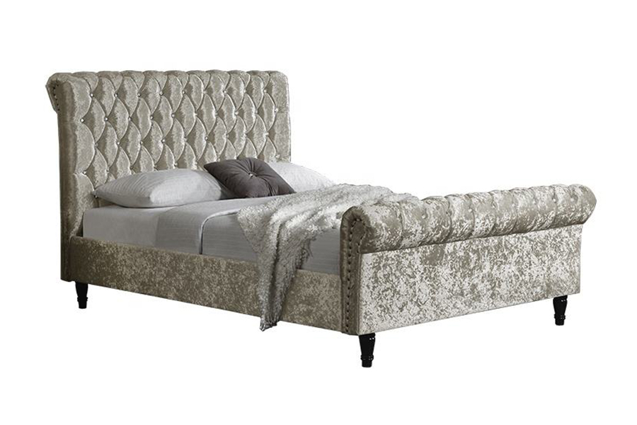 1153 Polsterbett aus Samtstoff im S-förmigen Design