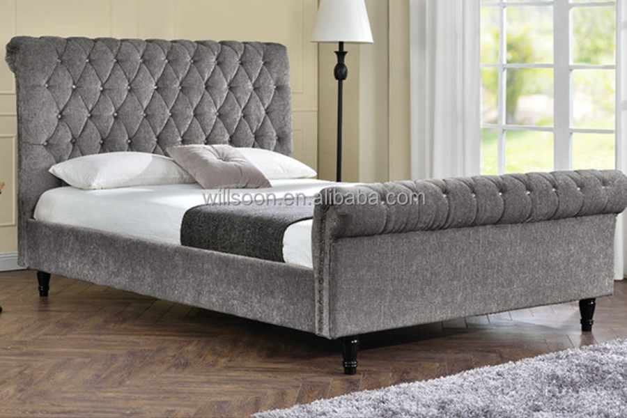 1153 Polsterbett aus Samtstoff im S-förmigen Design