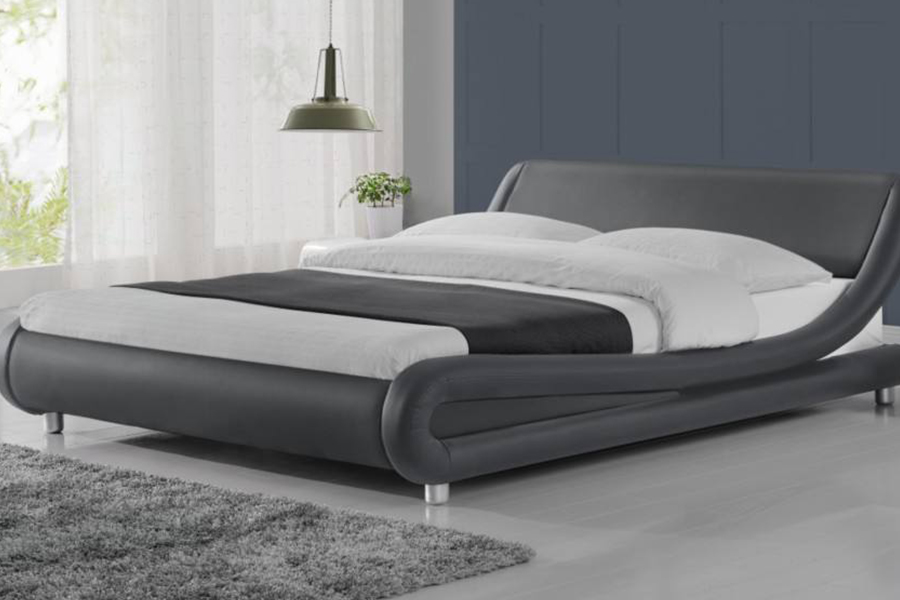 1140 Holz-PU-Kunstleder-Bettgestell, gepolstertes Bett