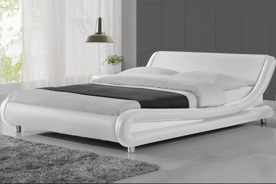 1140 Holz-PU-Kunstleder-Bettgestell, gepolstertes Bett