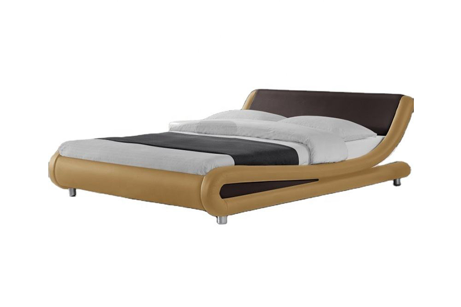 1140 Holz-PU-Kunstleder-Bettgestell, gepolstertes Bett