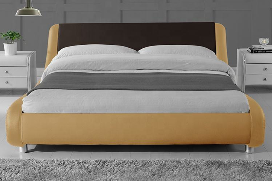 1140 Holz-PU-Kunstleder-Bettgestell, gepolstertes Bett