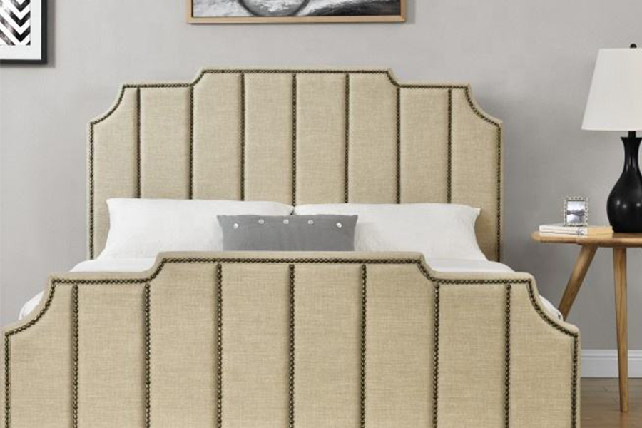 1205 gepolstertes Bett mit Doppelbett und Stoffbezug aus Samt