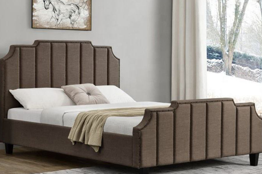 1205 gepolstertes Bett mit Doppelbett und Stoffbezug aus Samt