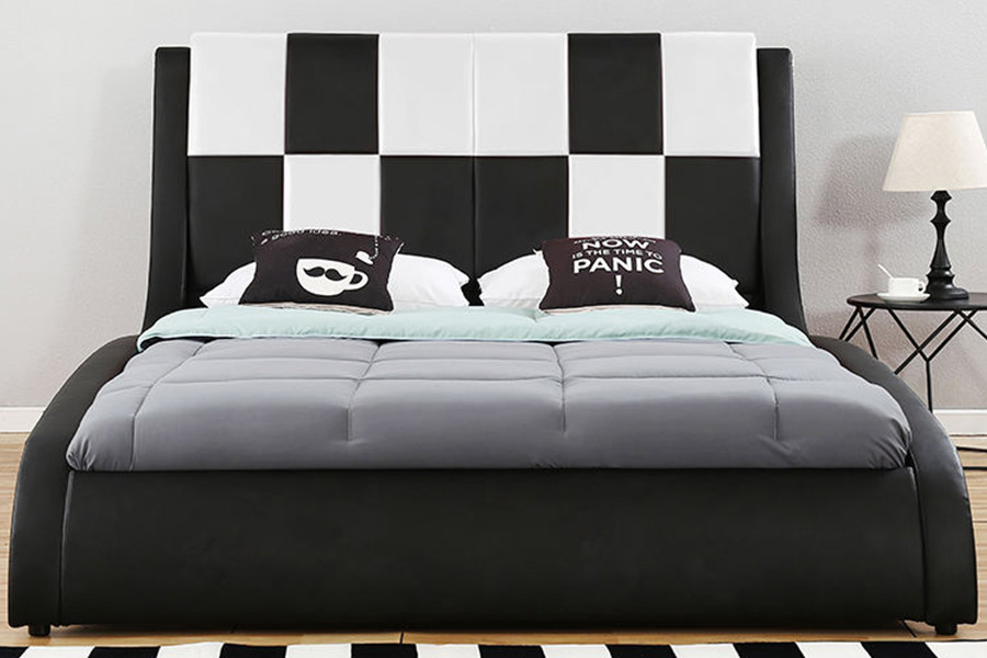 1443 Doppeltes Kingsize-Polsterbett aus PU-Kunstleder