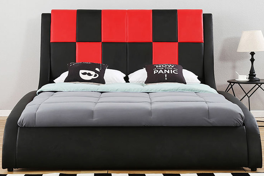1443 Doppeltes Kingsize-Polsterbett aus PU-Kunstleder