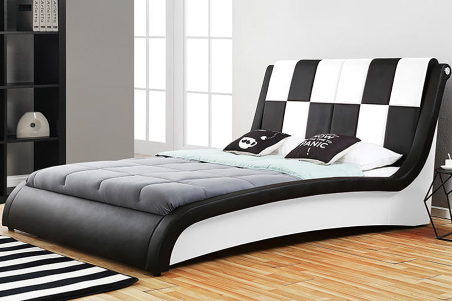1443 Doppeltes Kingsize-Polsterbett aus PU-Kunstleder