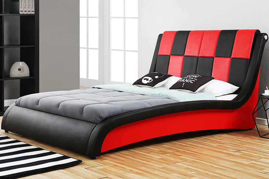 1443 Doppeltes Kingsize-Polsterbett aus PU-Kunstleder