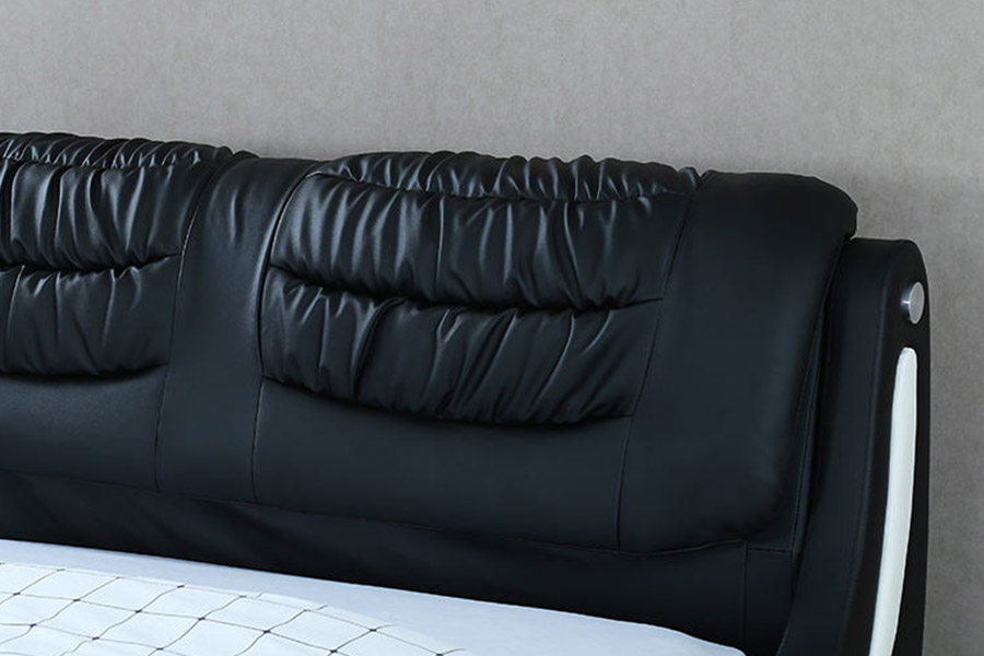 1441 Modernes, minimalistisches Design-Lederbett, gepolstertes Bett