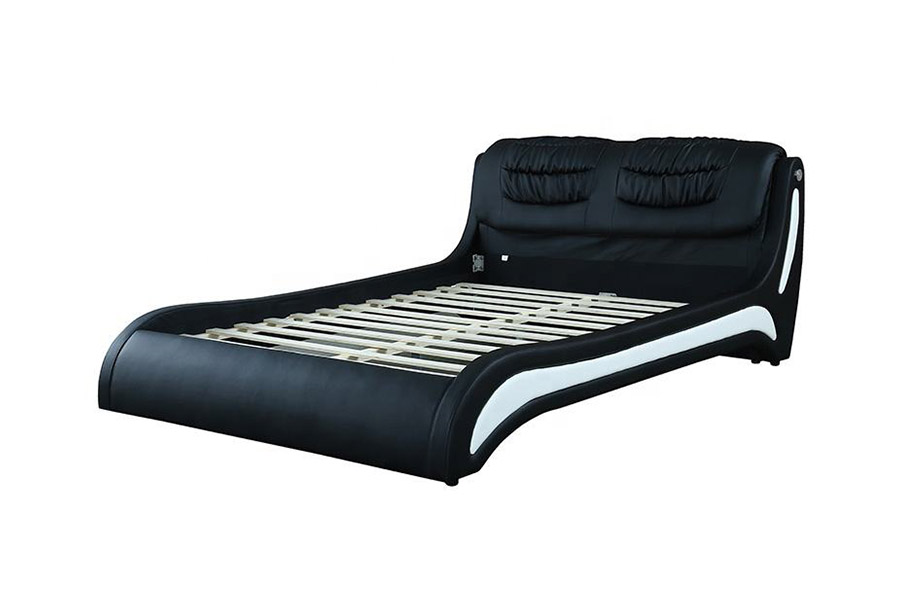 1441 Modernes, minimalistisches Design-Lederbett, gepolstertes Bett