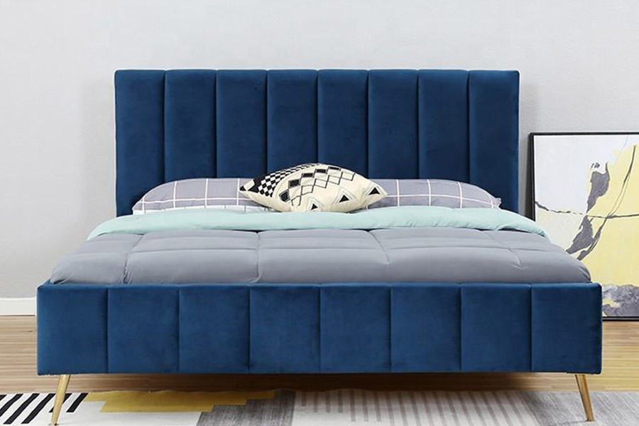 1382 Doppelbett im modernen Stil, gepolstertes Massivholzbett