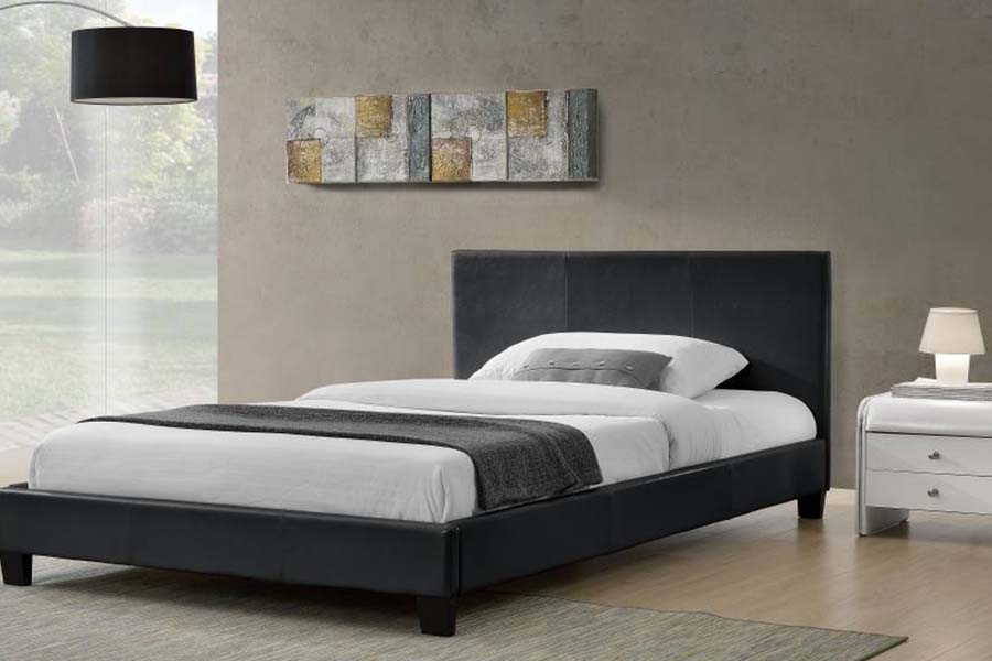 1864 Modernes, schlichtes Design, gepolstertes Bett aus PU-Leder