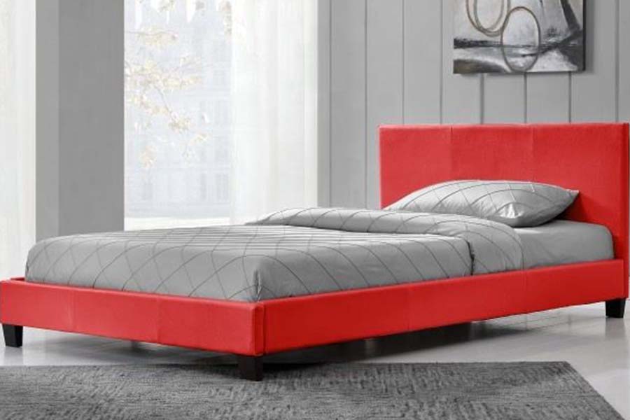 1864 Modernes, schlichtes Design, gepolstertes Bett aus PU-Leder