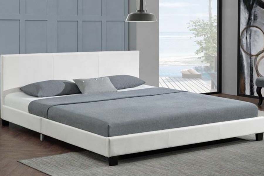 1864 Modernes, schlichtes Design, gepolstertes Bett aus PU-Leder
