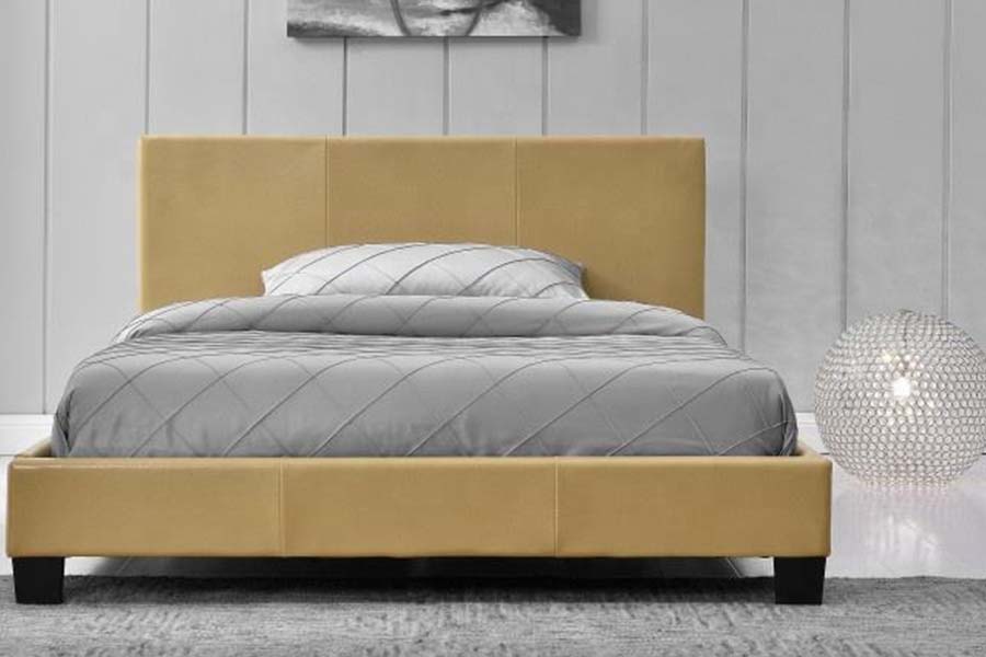 1864 Modernes, schlichtes Design, gepolstertes Bett aus PU-Leder