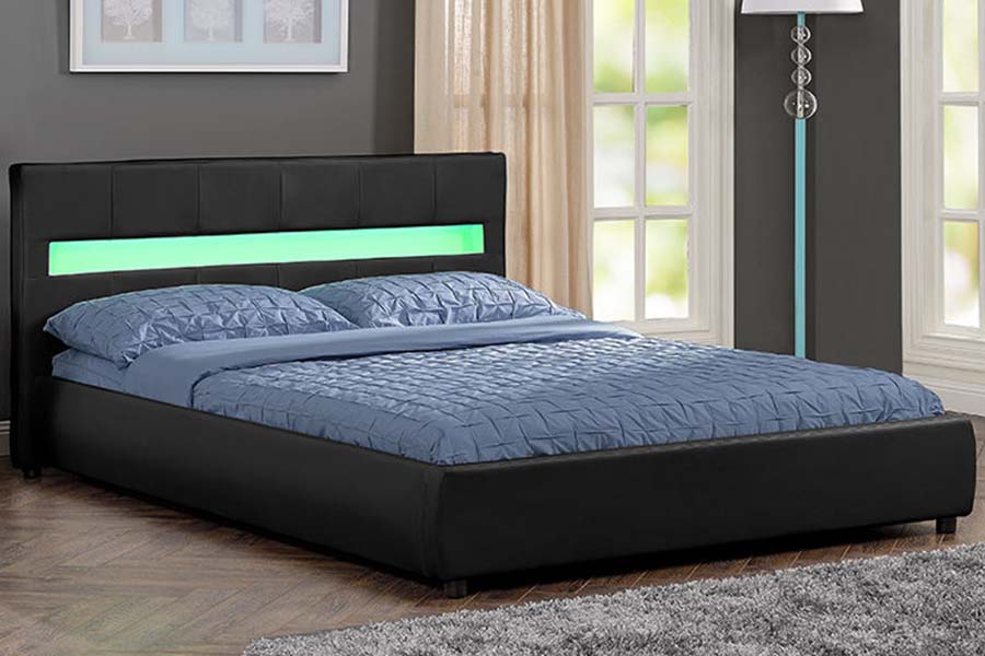 1813 Weißer PU-Softbett-LED-Polsterbettrahmen