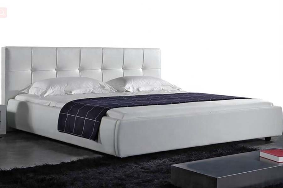 1813 Weißer PU-Softbett-LED-Polsterbettrahmen