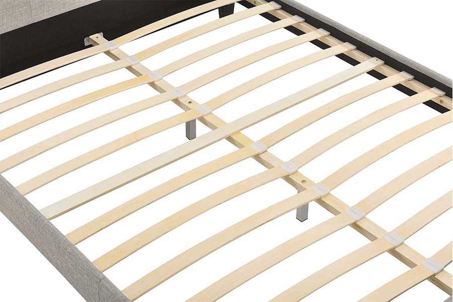 1803 Bett aus grauem Leinenstoff, weiche Polsterung, gepolstertes Bett