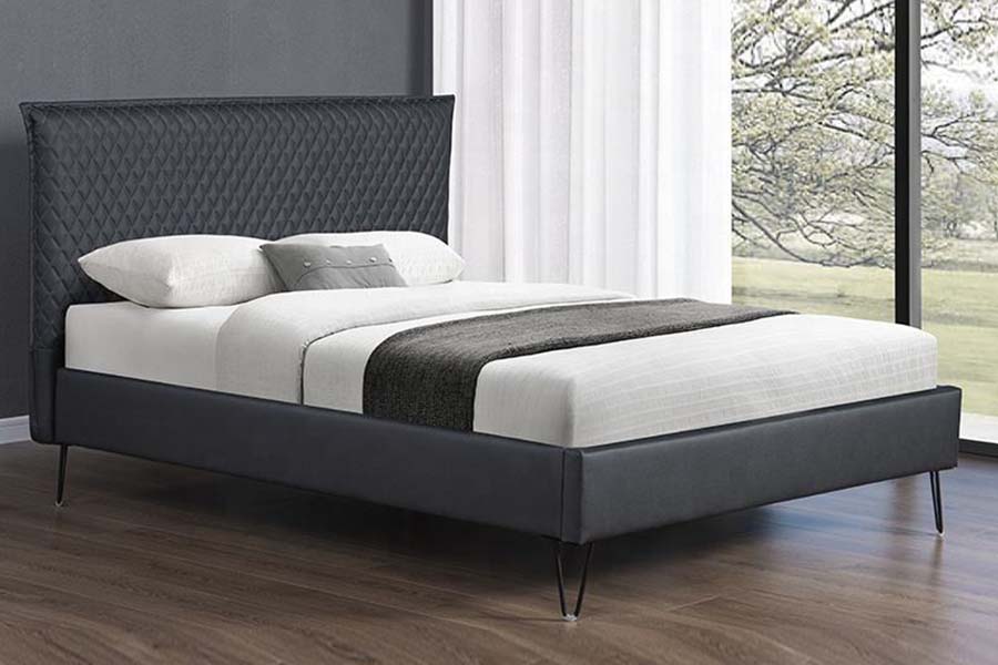 1664 Lederbett, gepolstertes Bett im modernen Stil