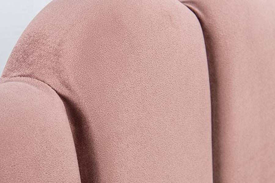 1655 Plattformbett, gepolstertes Bett aus rosa Leinenstoff