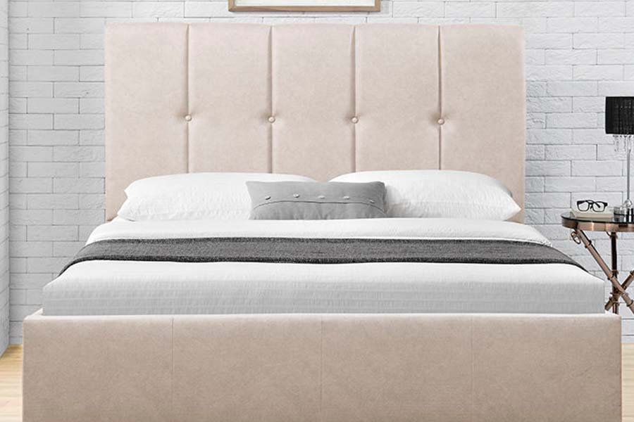 1616 King-Size-Polsterbett aus weichem Stoff mit Knopfdesign