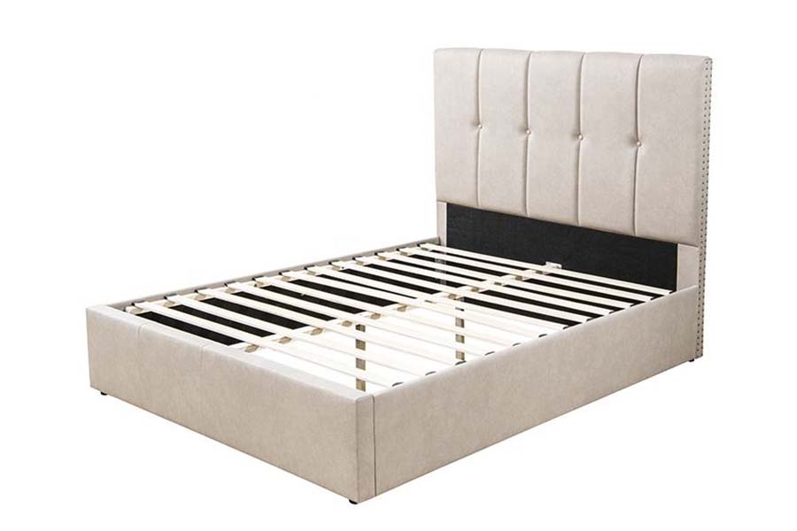1616 King-Size-Polsterbett aus weichem Stoff mit Knopfdesign