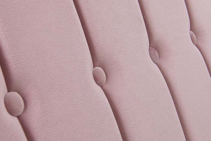 1598 Polsterbett aus rosa Samtstoff mit Holzpaneel