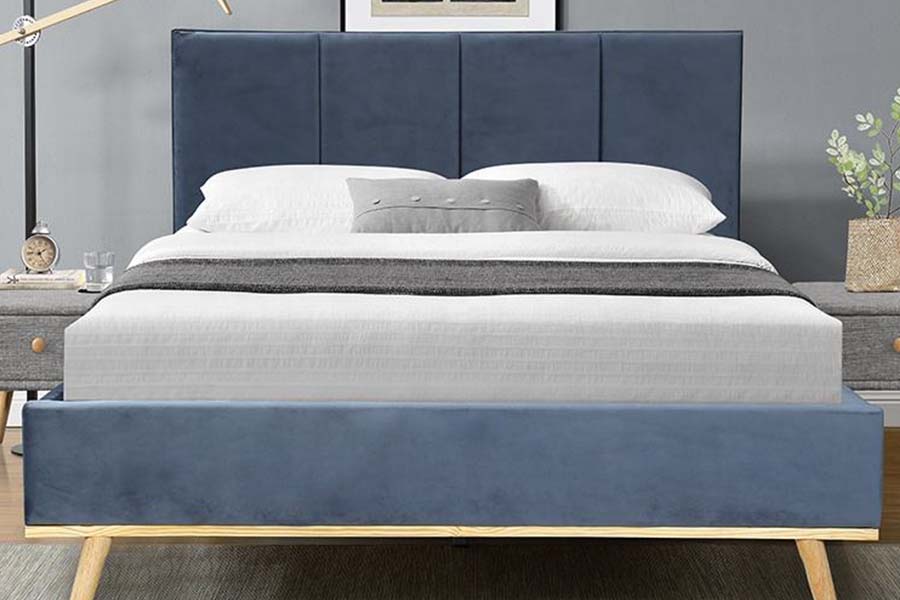 1495 Stoff-Doppelbett, robustes Bettgestell, gepolstertes Bett