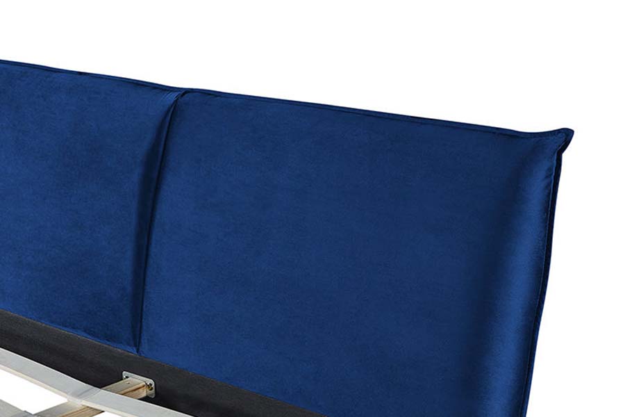 1494 Queensize-Bett mit Holzbeinen, blaues Polsterbett mit weichem Kopfteil