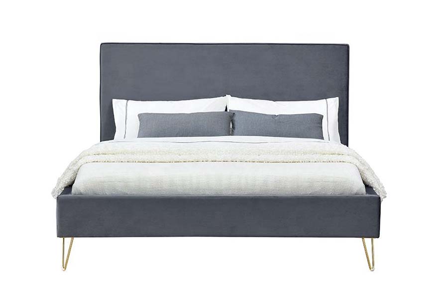 1476 Plattformbett, gepolstertes Bett aus buntem Samtstoff
