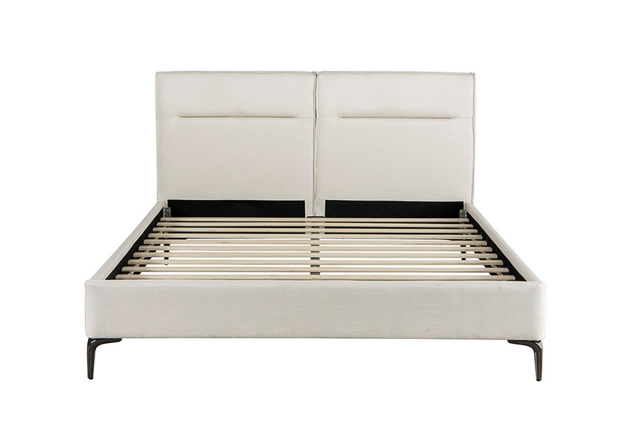 4266 Polsterbett mit Reißverschluss und Kopfteil in Leinenbeige