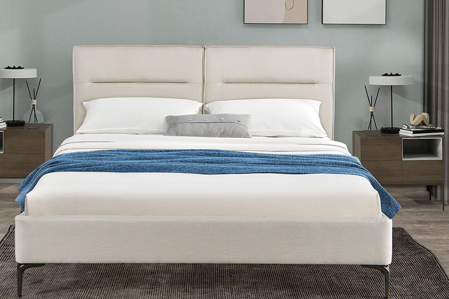 4266 Polsterbett mit Reißverschluss und Kopfteil in Leinenbeige