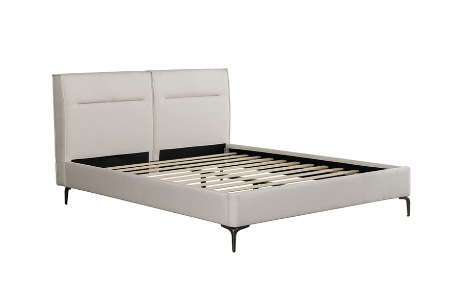 4266 Polsterbett mit Reißverschluss und Kopfteil in Leinenbeige