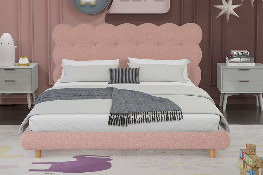 4134 Polsterbett mit Sherpa-Wolle im französischen Design