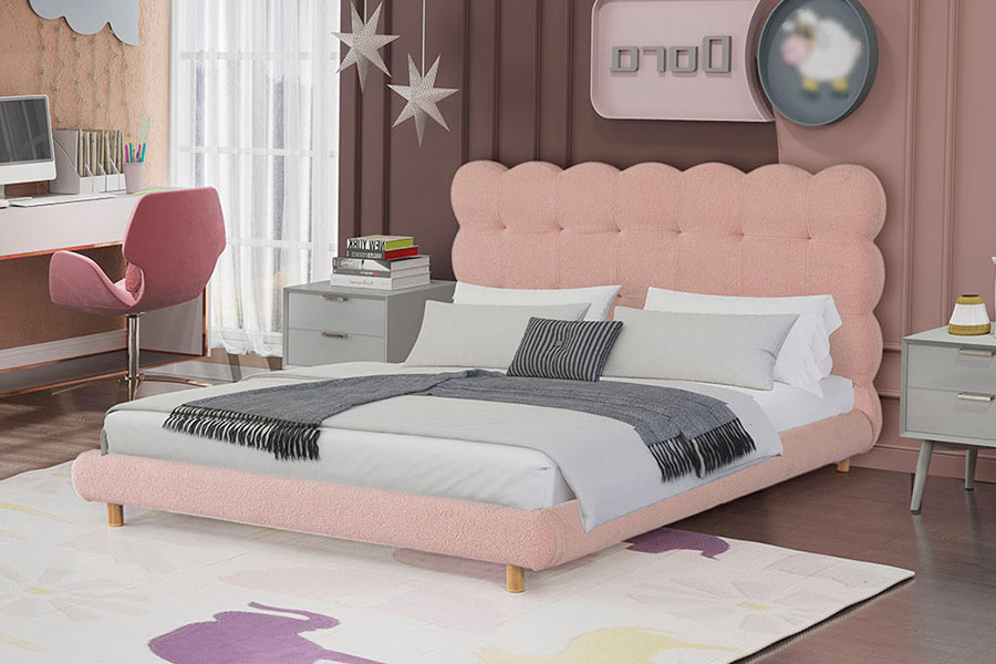 4134 Polsterbett mit Sherpa-Wolle im französischen Design